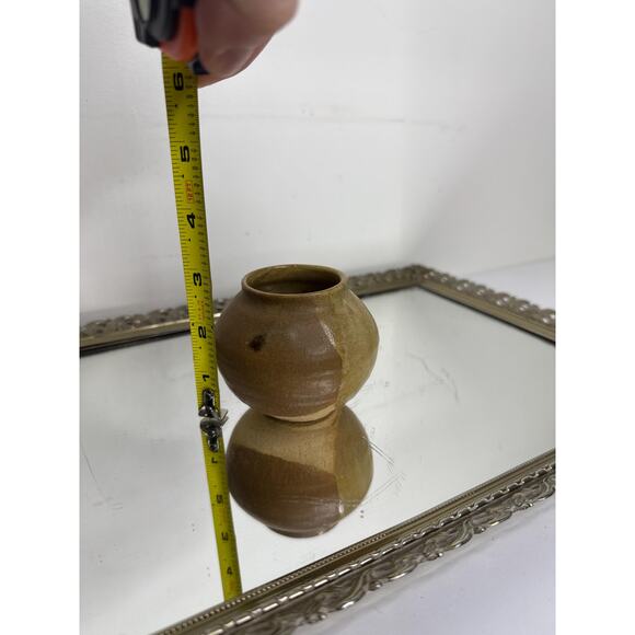 vintage miniature earth toned organic pottery vase - Picture 4 of 7